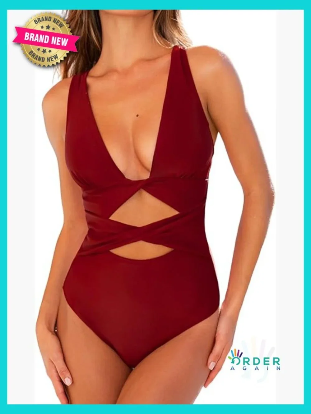 One Piece Swimsuit Cutout Back Twist Plunging Neck Crisscross